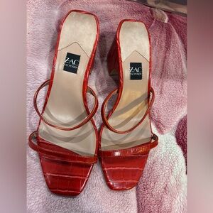 Zac Posen Striking Red Croc-Embossed Heels